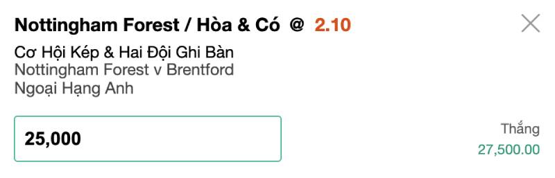 Cách tính tiền thưởng khi chơi kèo cơ hội kép