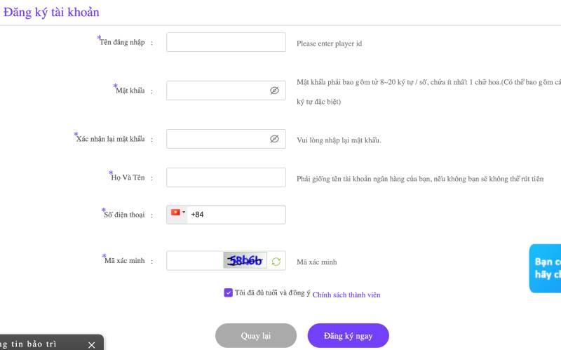 Hướng Dẫn Đăng Ký BET88 Dễ Dàng Và An Toàn Nhất 4 Điền thông tin cá nhân