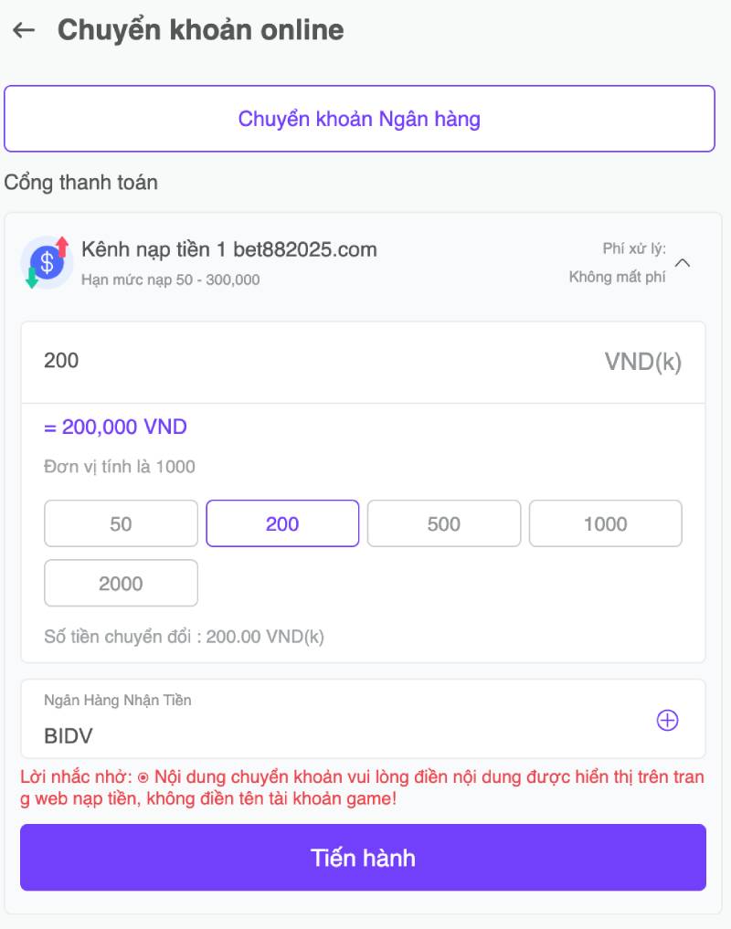 Hướng Dẫn Chi Tiết Các Phương Thức Nạp Tiền BET88 3 Thanh toán online