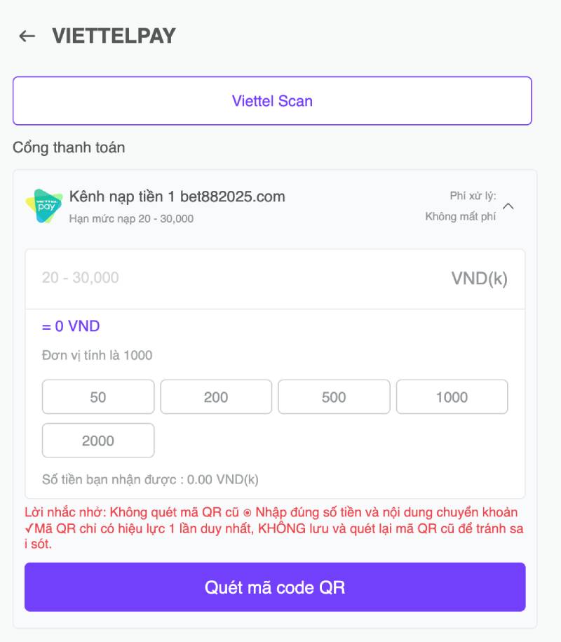 Hướng Dẫn Chi Tiết Các Phương Thức Nạp Tiền BET88 6 Viettel Pay